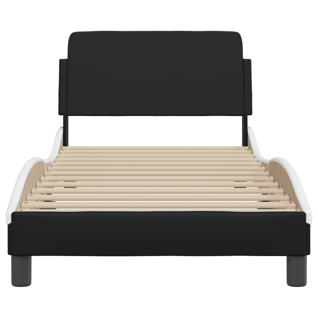 Cadre de lit sans matelas noir et blanc 90x190 cm similicuir - XIOS