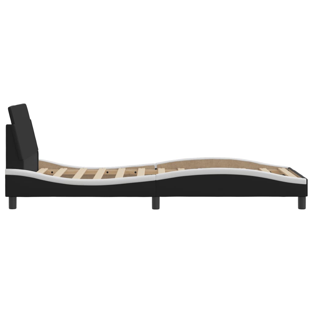 Cadre de lit sans matelas noir et blanc 90x190 cm similicuir - XIOS