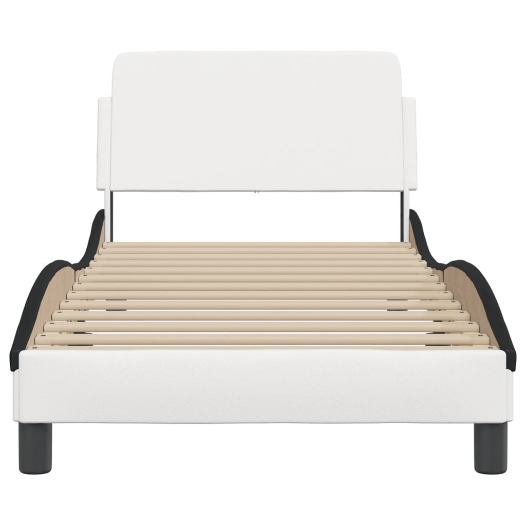 Cadre de lit sans matelas blanc et noir 90x190 cm similicuir - XIOS