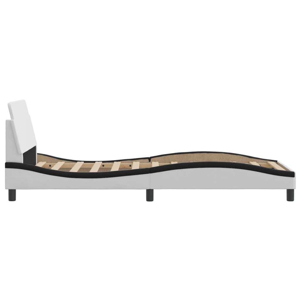 Cadre de lit sans matelas blanc et noir 90x190 cm similicuir - XIOS
