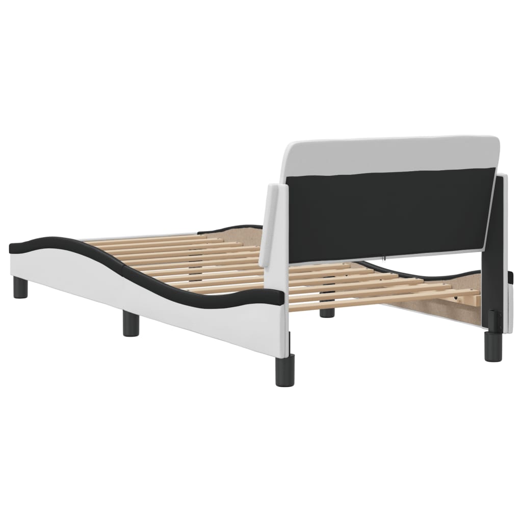 Cadre de lit sans matelas blanc et noir 90x190 cm similicuir - XIOS