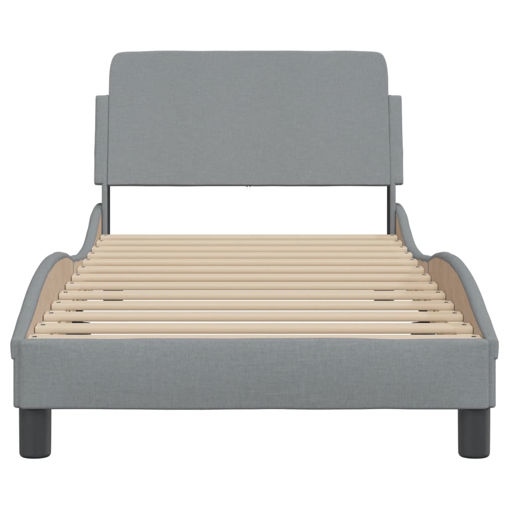 Cadre de lit sans matelas gris clair 90x200 cm tissu - XIOS