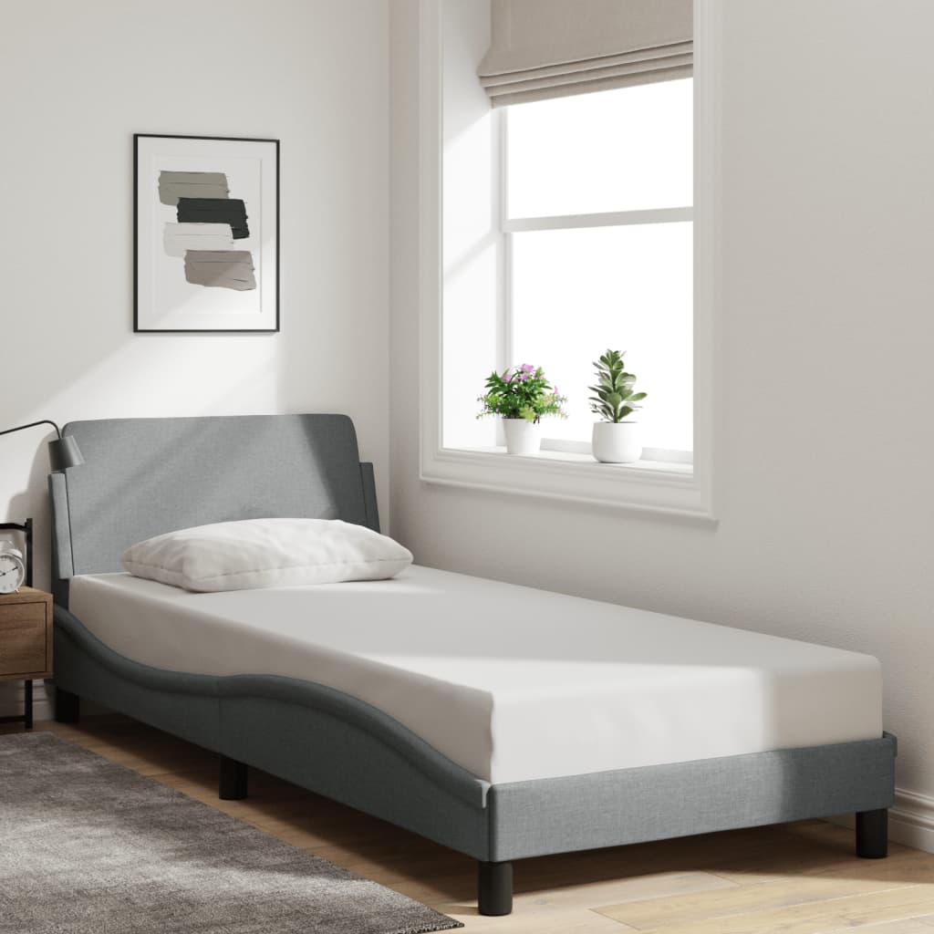 Cadre de lit sans matelas gris clair 90x200 cm tissu - XIOS