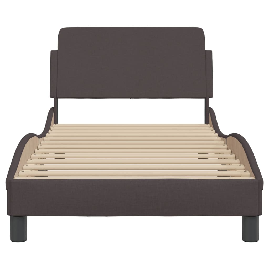 Cadre de lit sans matelas marron foncé 90x200 cm tissu - XIOS