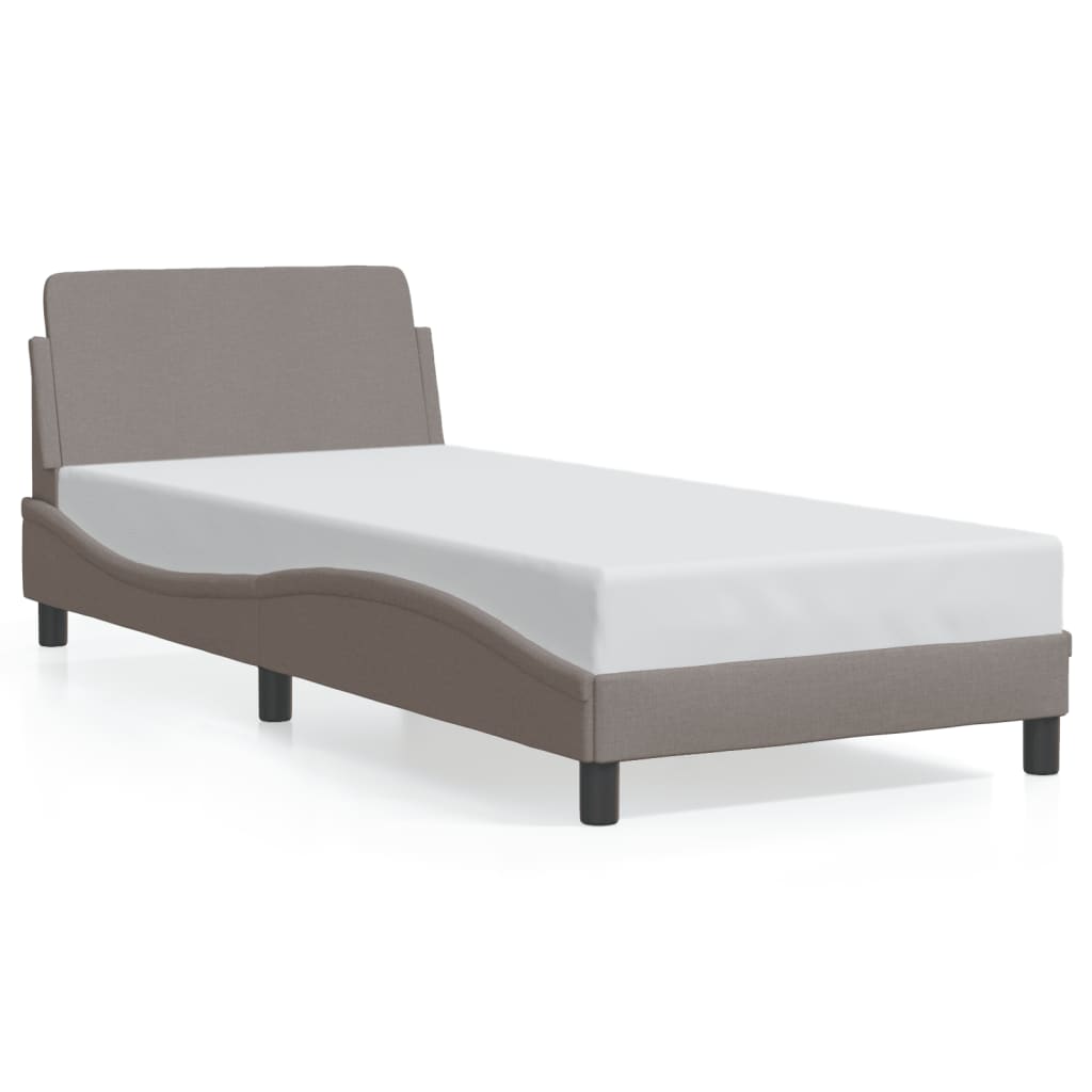 Cadre de lit avec tête de lit sans matelas taupe 90x200cm tissu - XIOS