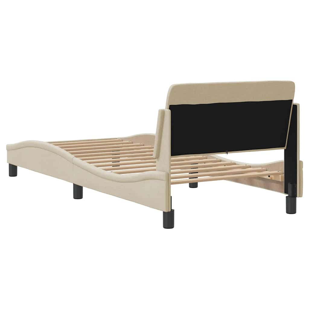 Cadre de lit avec tête de lit Dover crème 90x200cm tissu - XIOS