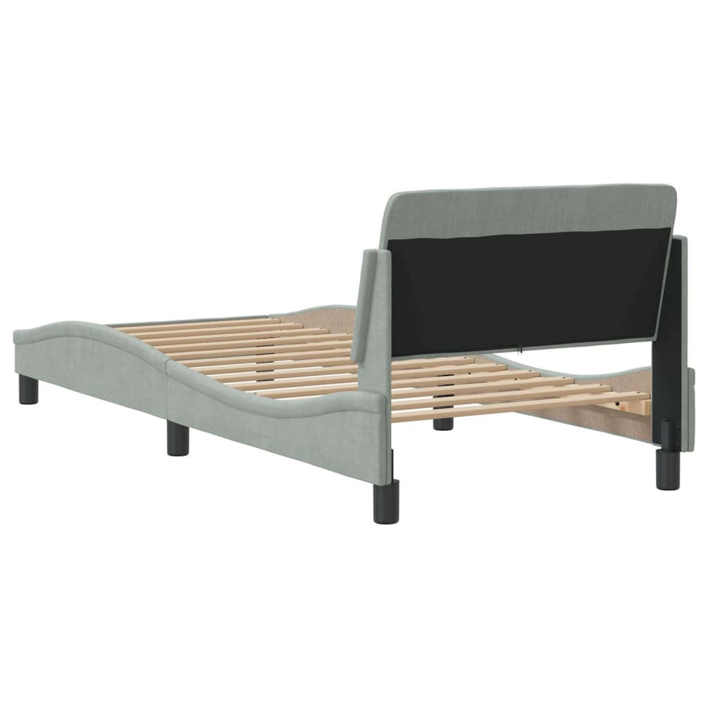 Cadre de lit sans matelas gris clair 90x200 cm velours - XIOS