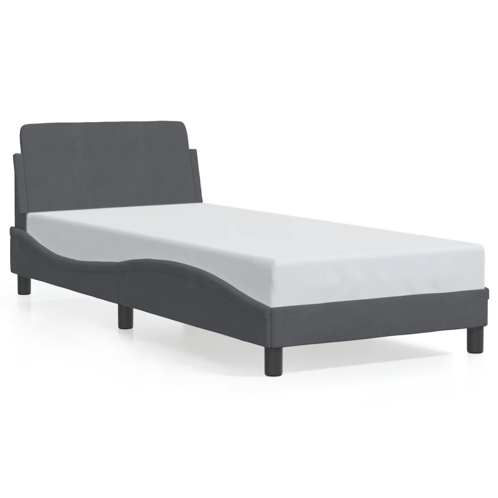 Cadre de lit sans matelas gris foncé 90x200 cm velours - XIOS