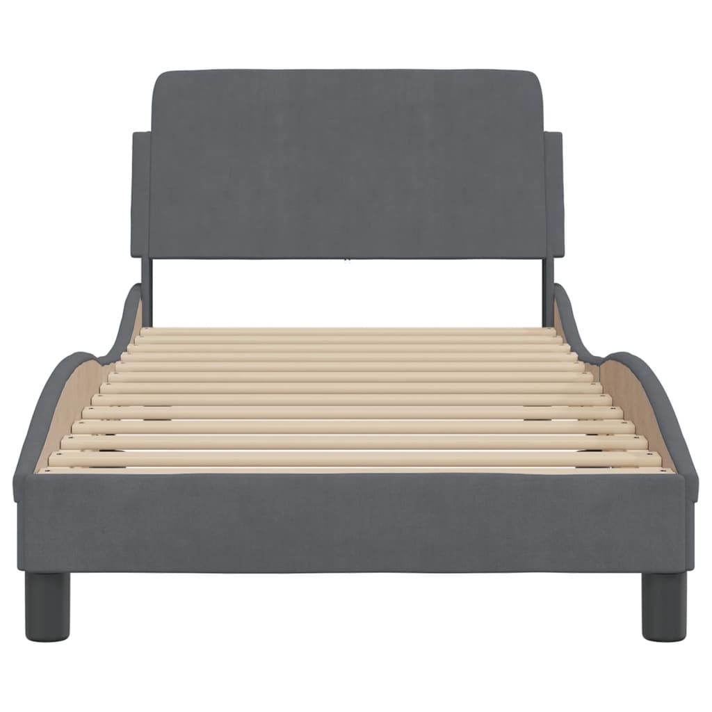 Cadre de lit sans matelas gris foncé 90x200 cm velours - XIOS