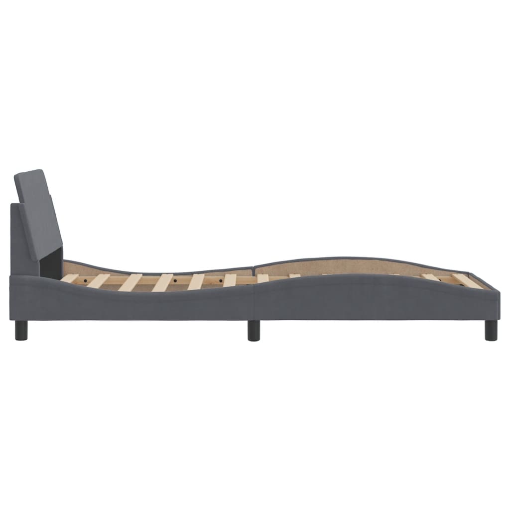 Cadre de lit sans matelas gris foncé 90x200 cm velours - XIOS