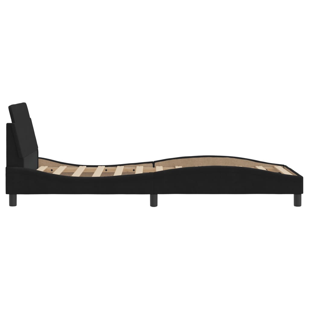 Cadre de lit et tête de lit sans matelas noir 90x200 cm velours - XIOS
