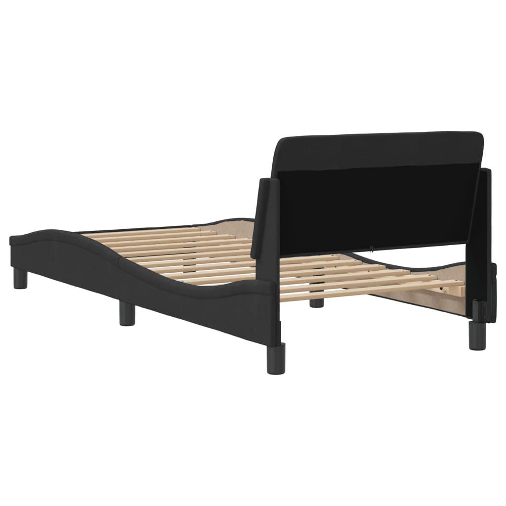 Cadre de lit et tête de lit sans matelas noir 90x200 cm velours - XIOS