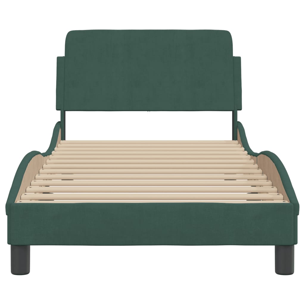 Cadre de lit sans matelas vert foncé 90x200 cm velours - XIOS