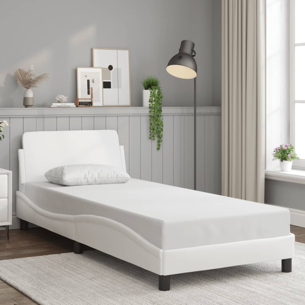 Cadre de lit sans matelas blanc 90x200 cm similicuir - XIOS