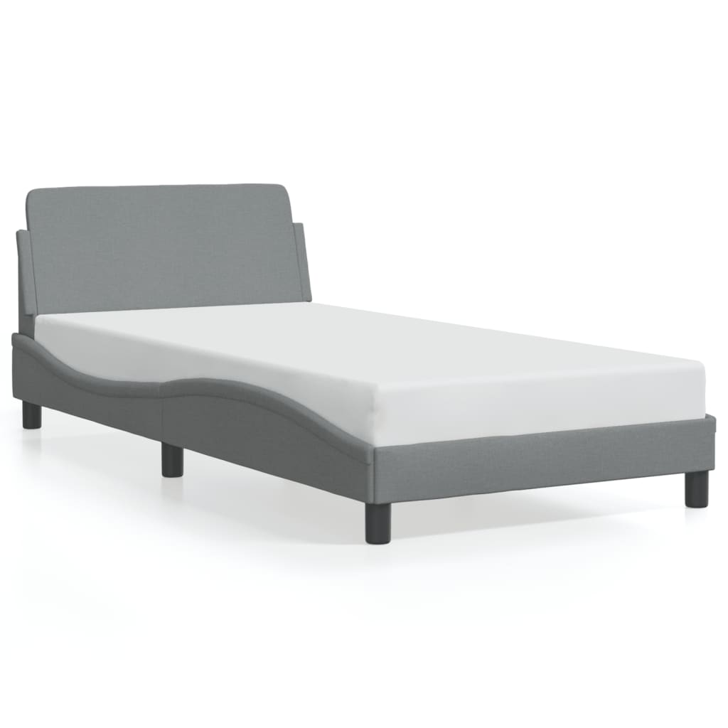 Cadre de lit sans matelas gris clair 100x200 cm tissu - XIOS