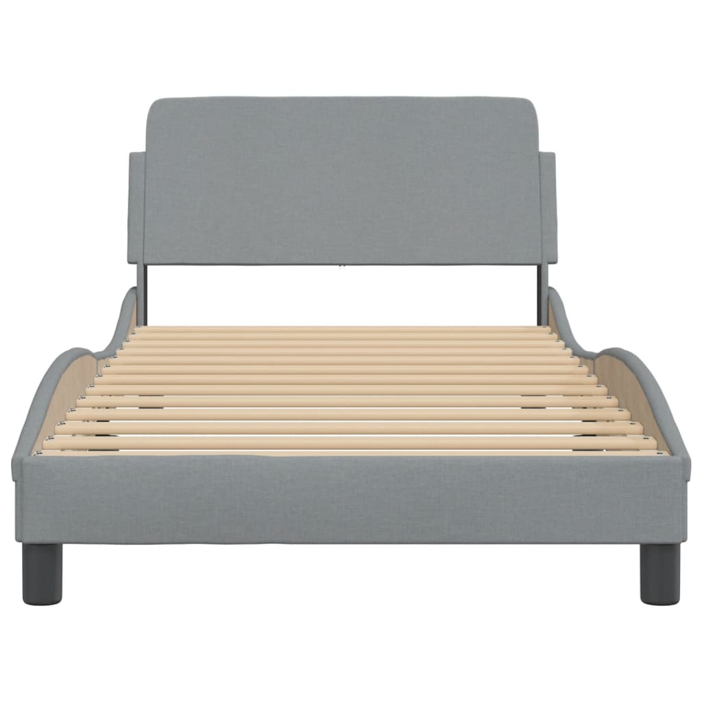 Cadre de lit sans matelas gris clair 100x200 cm tissu - XIOS