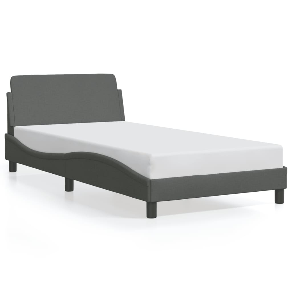 Cadre de lit sans matelas gris foncé 100x200 cm tissu - XIOS