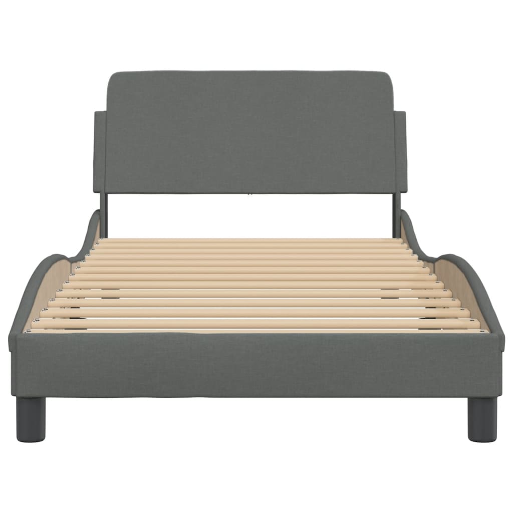 Cadre de lit sans matelas gris foncé 100x200 cm tissu - XIOS