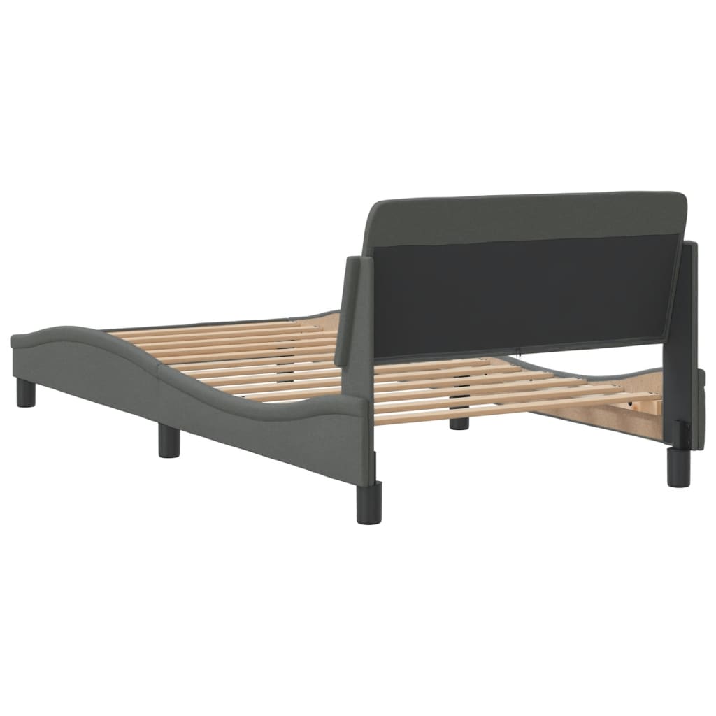 Cadre de lit sans matelas gris foncé 100x200 cm tissu - XIOS