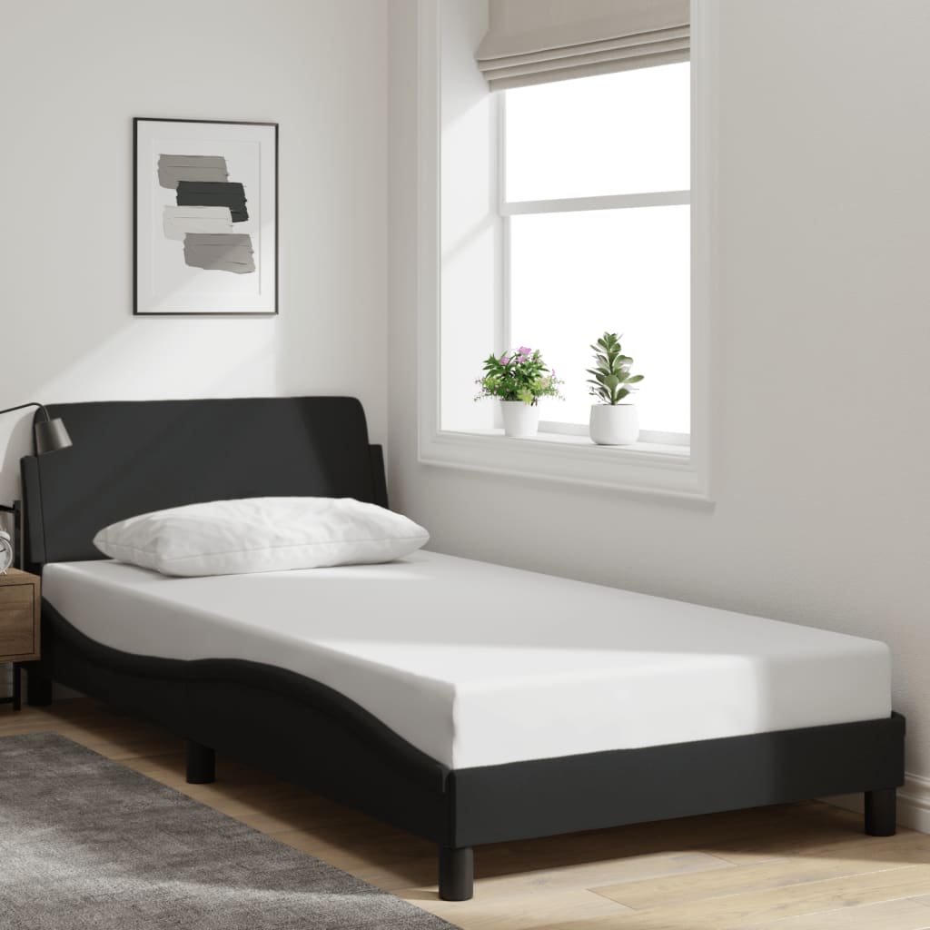 Cadre de lit sans matelas noir 100x200 cm tissu - XIOS