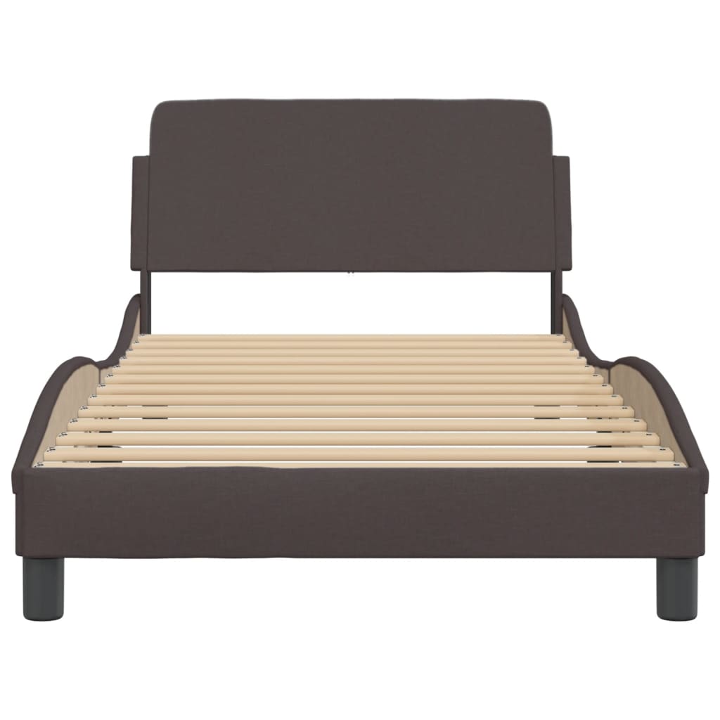 Cadre de lit sans matelas marron foncé 100x200 cm tissu - XIOS