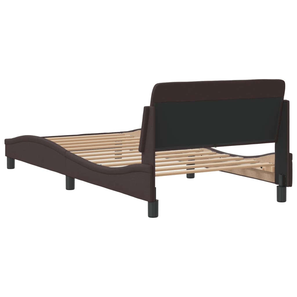 Cadre de lit sans matelas marron foncé 100x200 cm tissu - XIOS