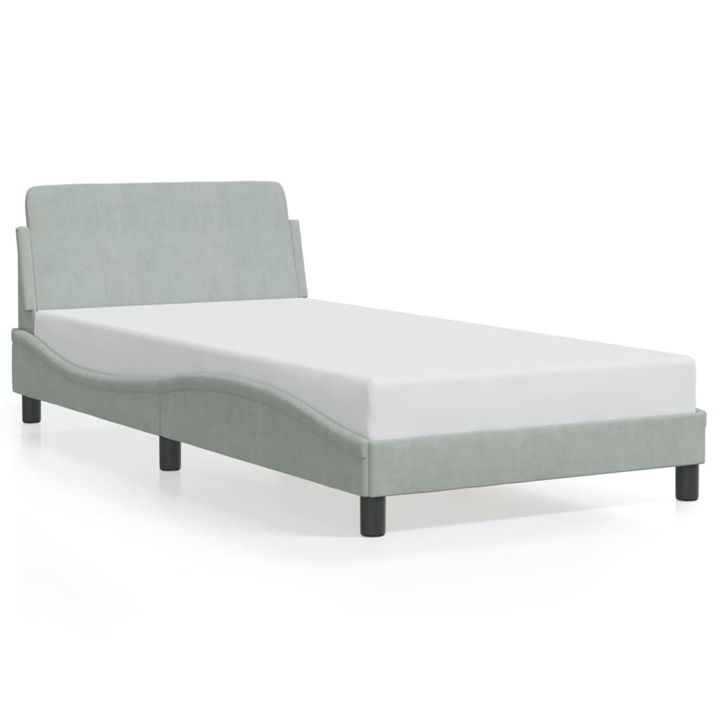 Cadre de lit sans matelas gris clair 100x200 cm velours - XIOS