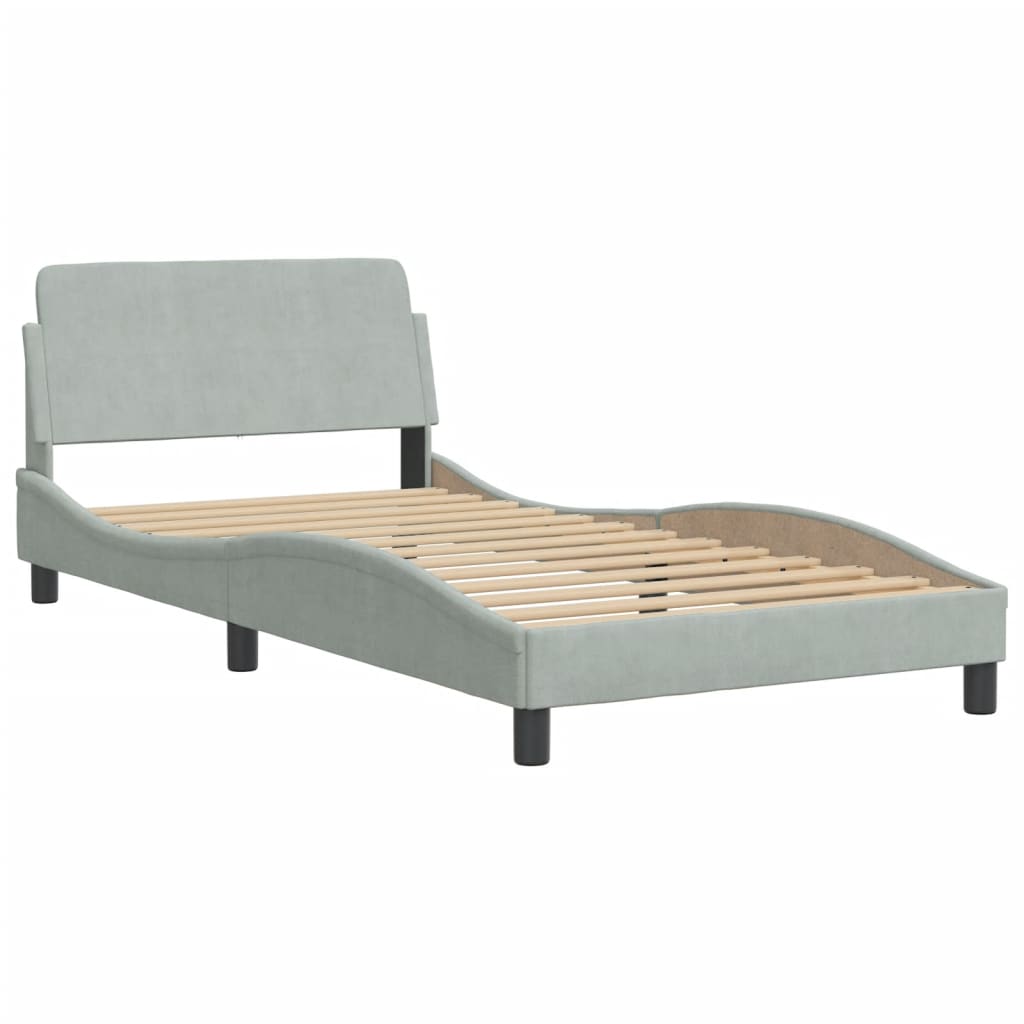 Cadre de lit sans matelas gris clair 100x200 cm velours - XIOS