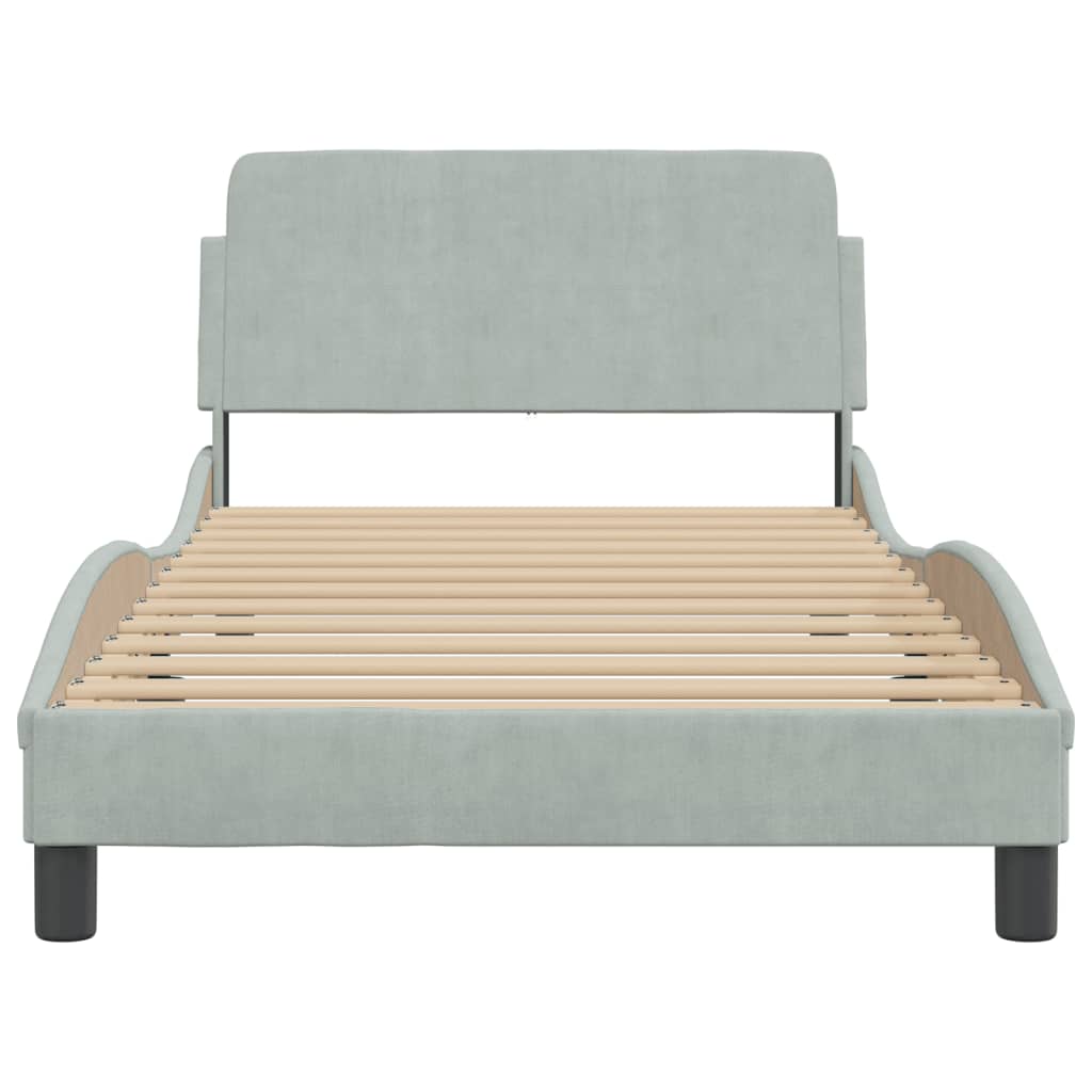 Cadre de lit sans matelas gris clair 100x200 cm velours - XIOS