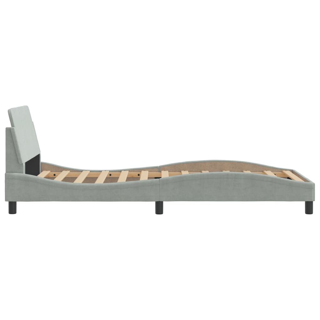 Cadre de lit sans matelas gris clair 100x200 cm velours - XIOS