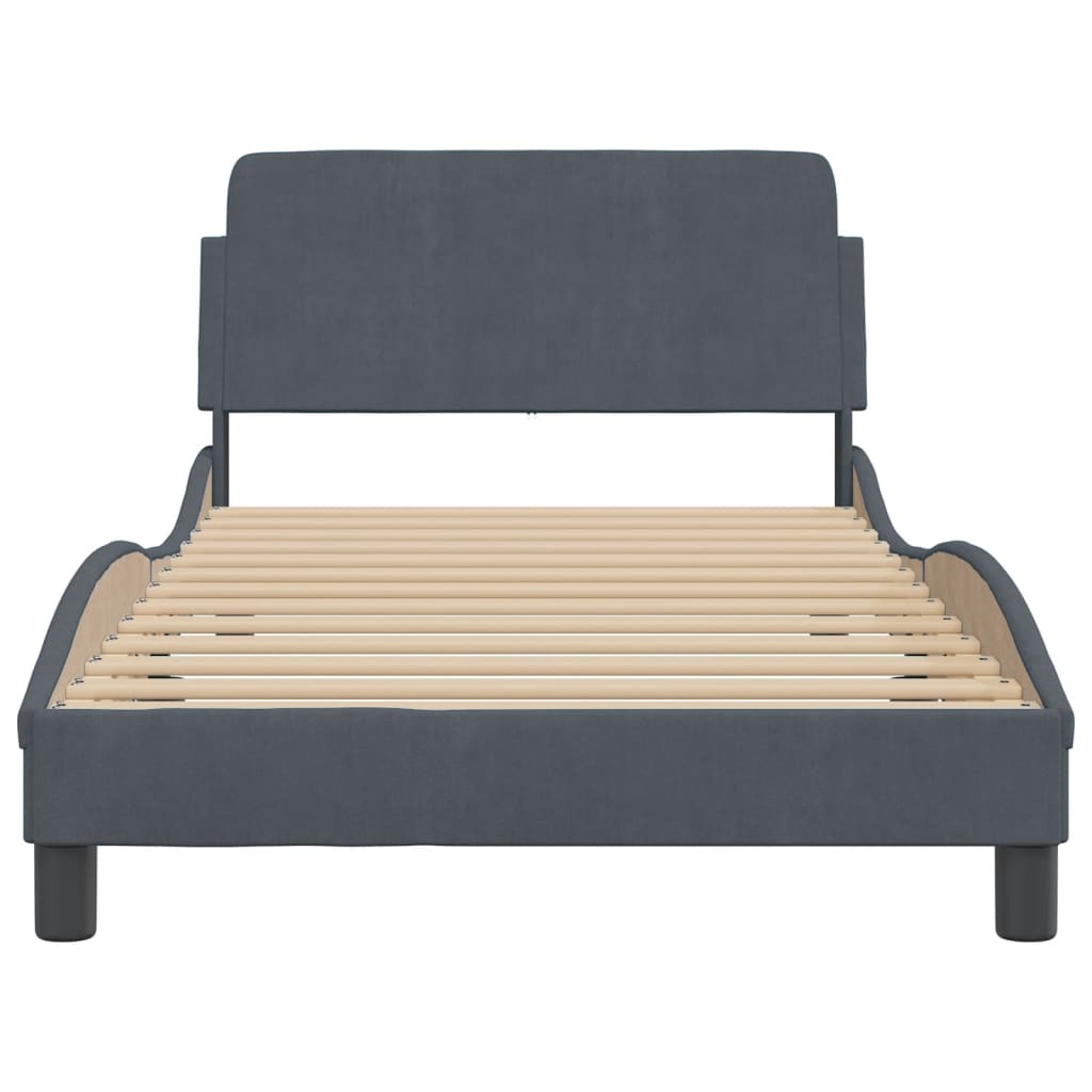 Cadre de lit sans matelas gris foncé 100x200 cm velours - XIOS