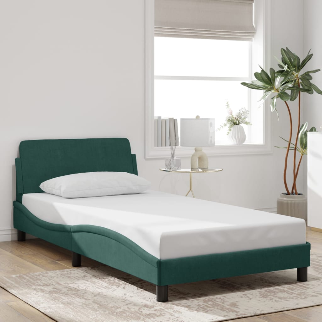 Cadre de lit sans matelas vert foncé 100x200 cm velours - XIOS