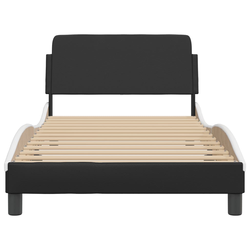 Cadre de lit sans matelas noir et blanc 100x200 cm similicuir - XIOS