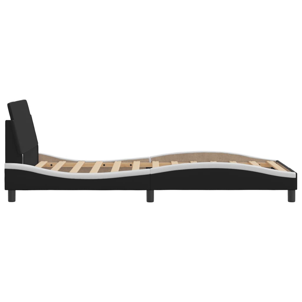 Cadre de lit sans matelas noir et blanc 100x200 cm similicuir - XIOS