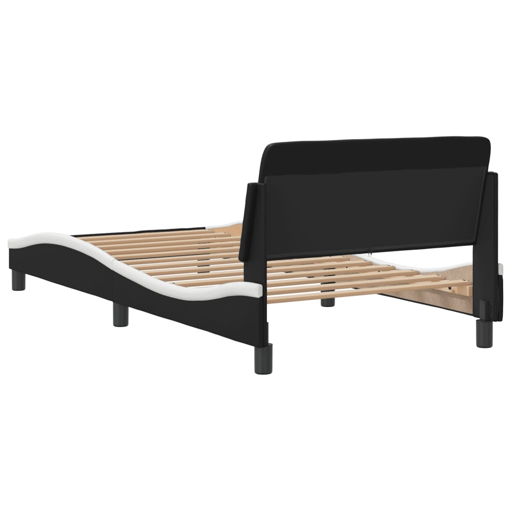 Cadre de lit sans matelas noir et blanc 100x200 cm similicuir - XIOS