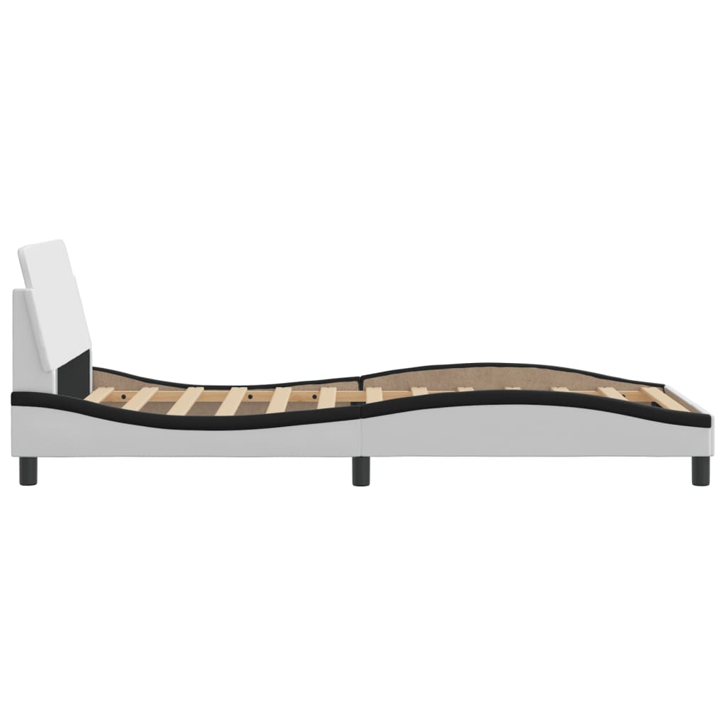 Cadre de lit sans matelas blanc et noir 100x200 cm similicuir - XIOS