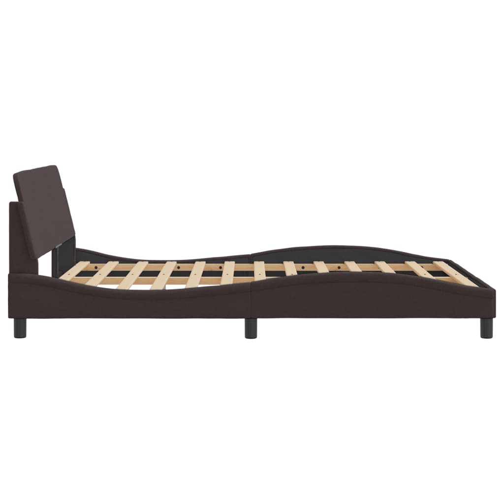 Cadre de lit sans matelas marron foncé 120x200 cm tissu - XIOS