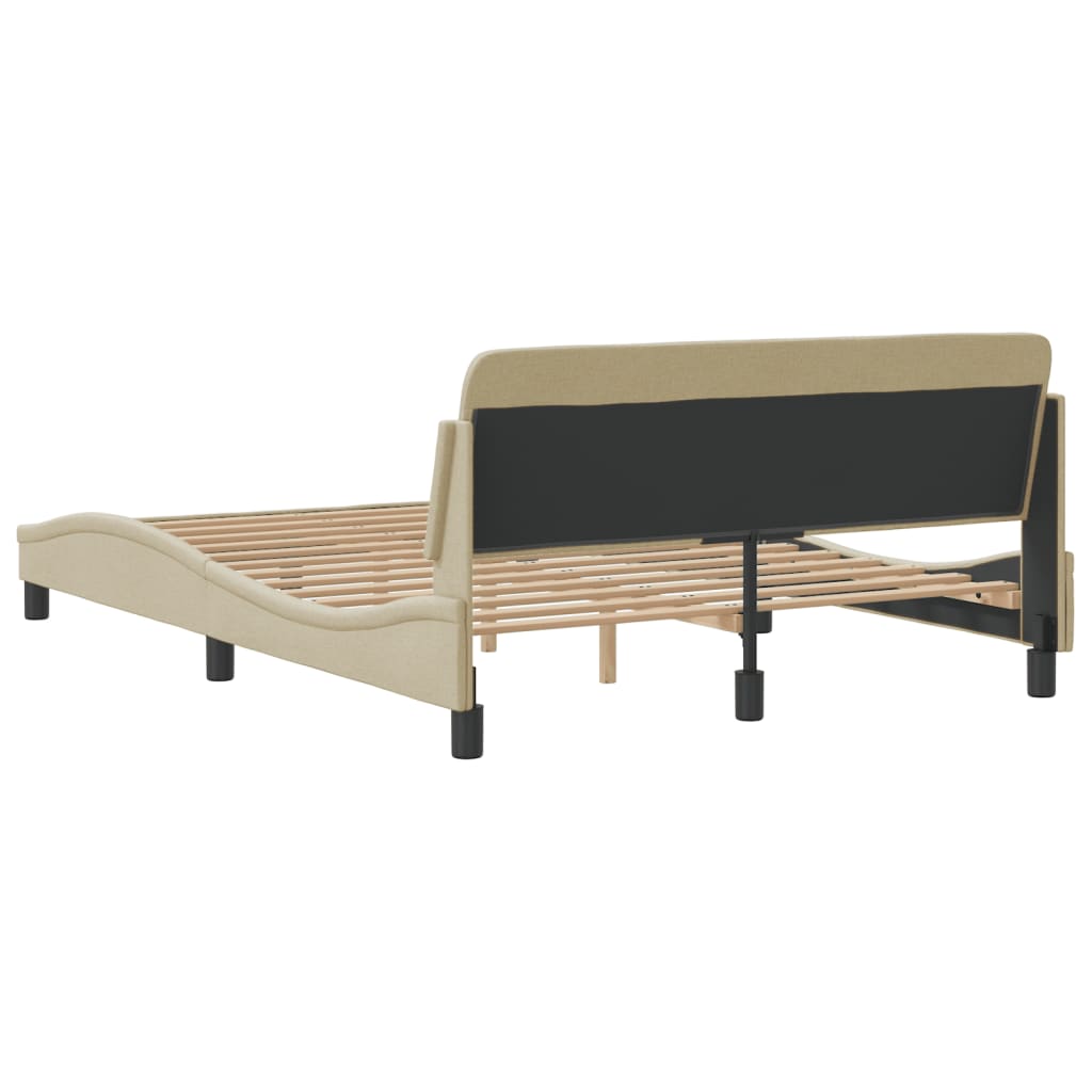 Cadre de lit sans matelas crème 120x200 cm tissu - XIOS