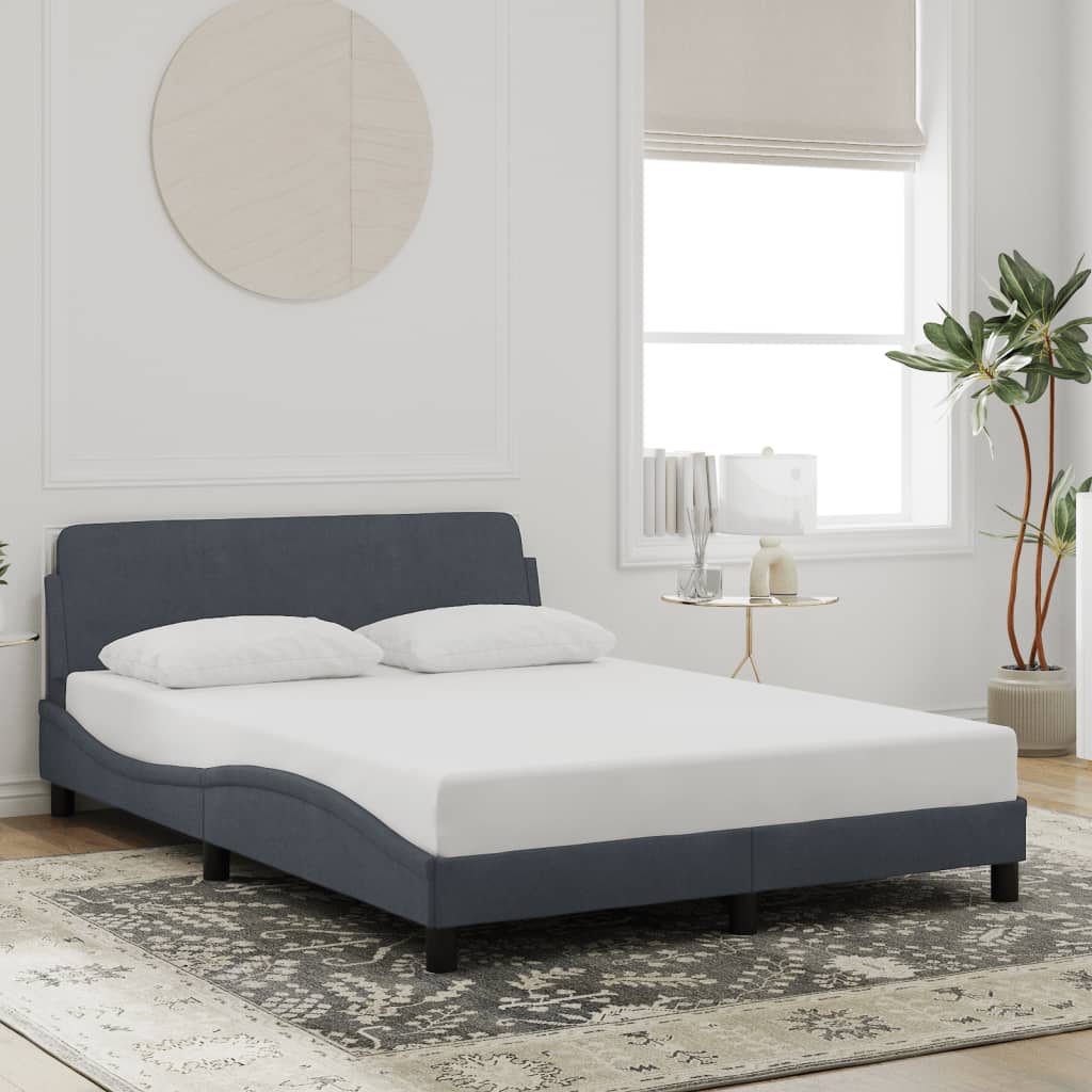 Cadre de lit sans matelas gris foncé 120x200 cm velours - XIOS