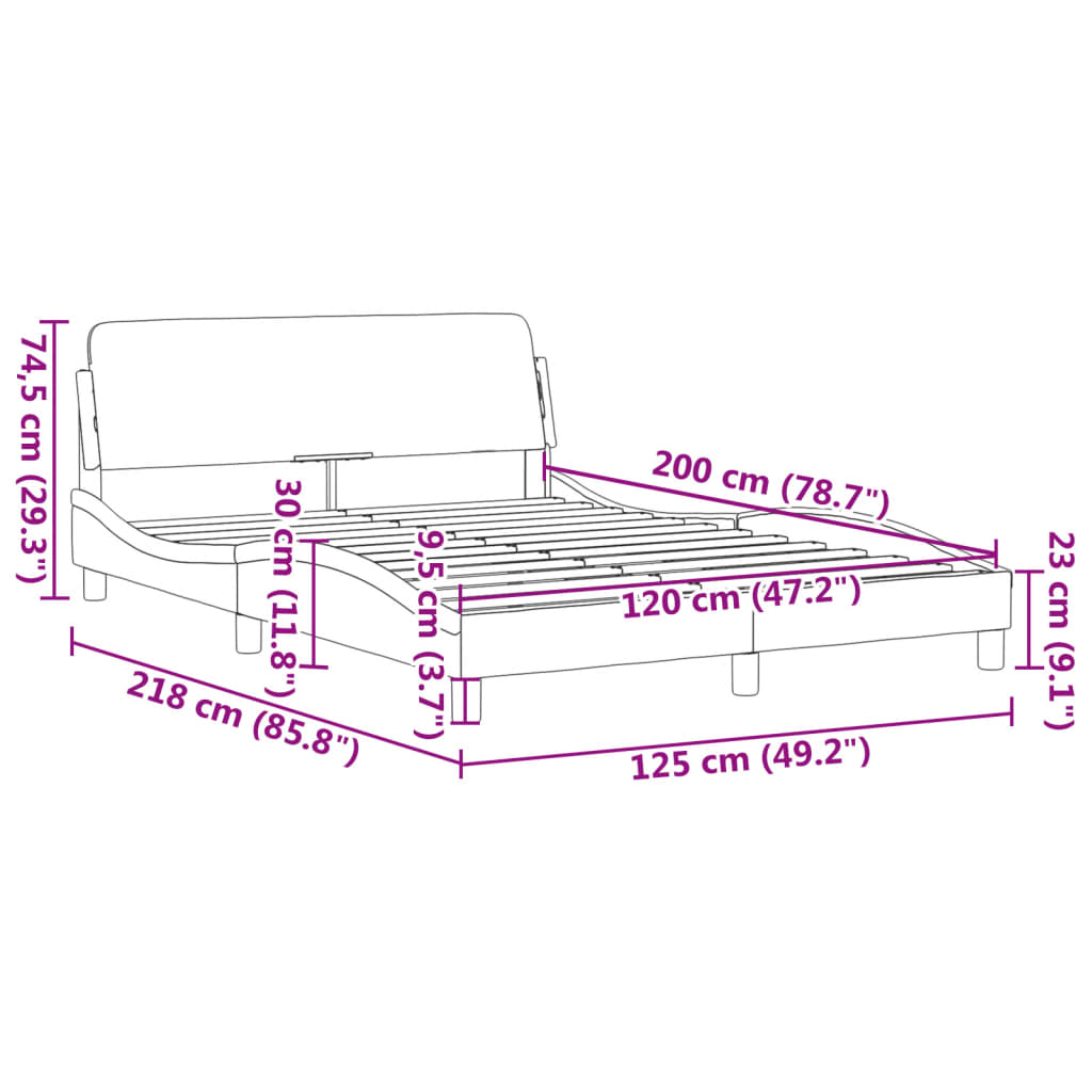 Cadre de lit et tête de lit sans matelas bleu 120x200cm velours - XIOS