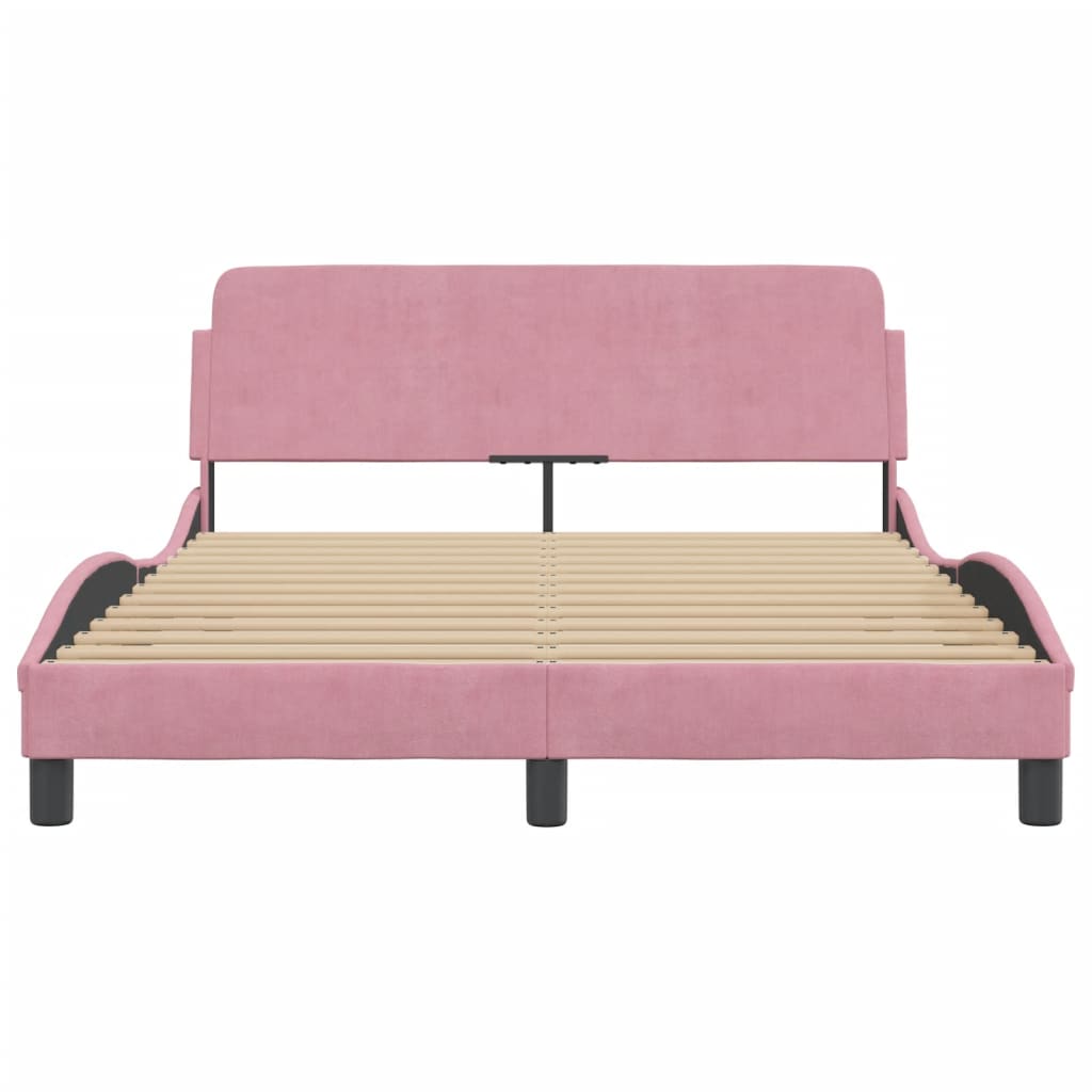 Cadre de lit et tête de lit sans matelas rose 120x200cm velours - XIOS