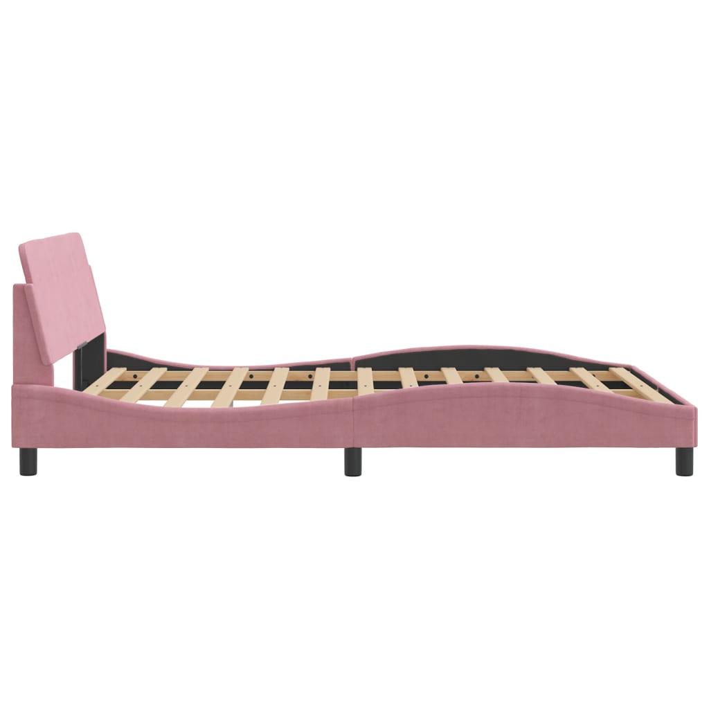 Cadre de lit et tête de lit sans matelas rose 120x200cm velours - XIOS