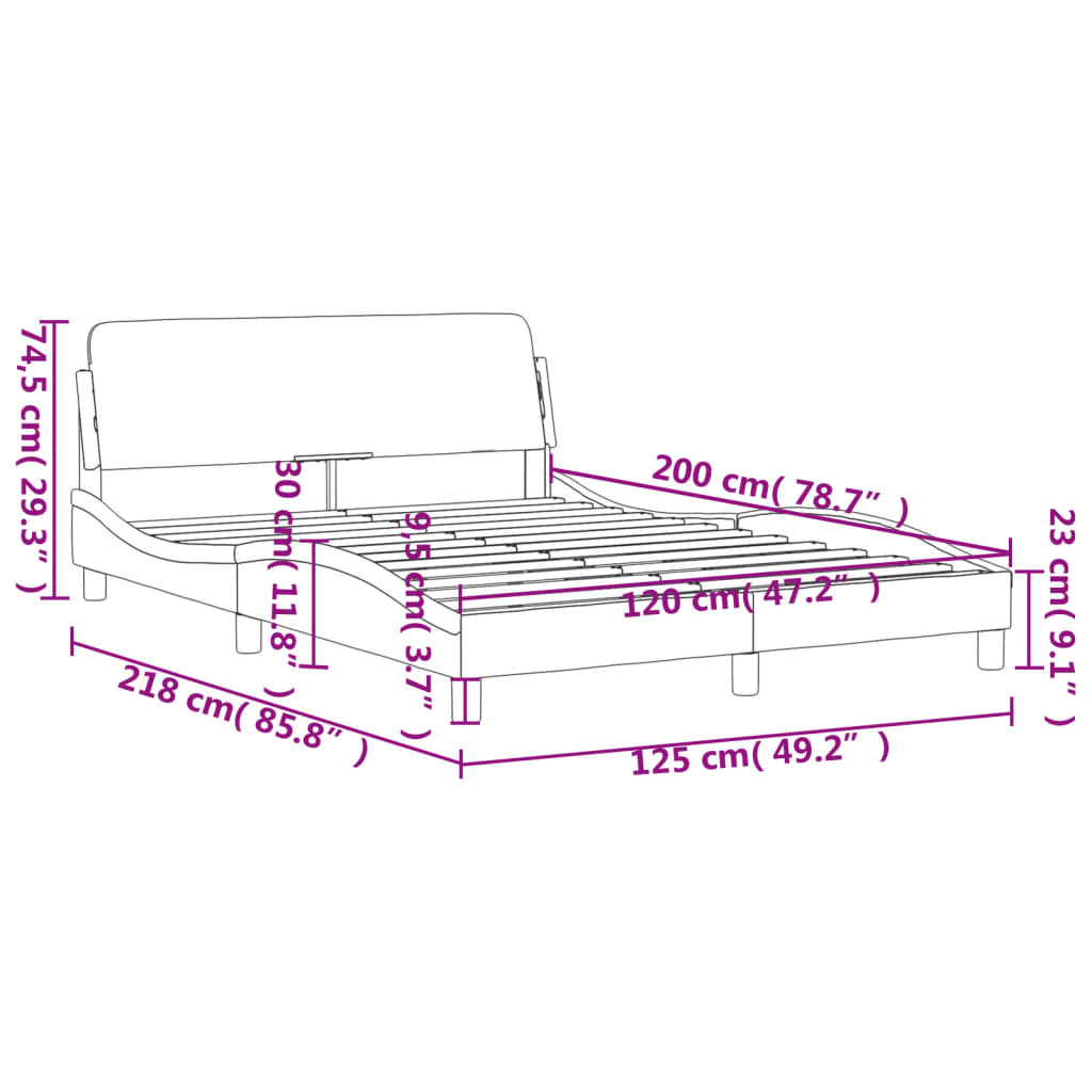 Cadre de lit sans matelas gris 120x200 cm similicuir - XIOS