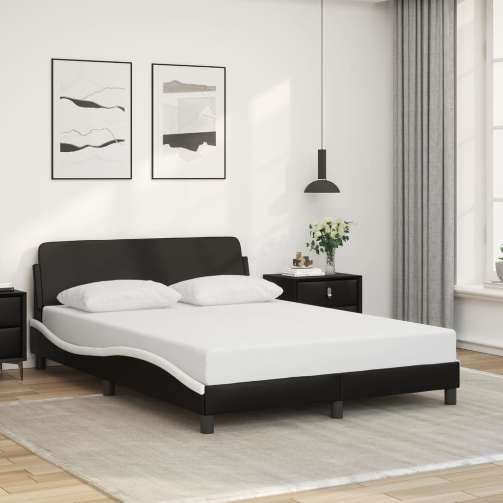 Cadre de lit sans matelas noir et blanc 120x200 cm similicuir - XIOS