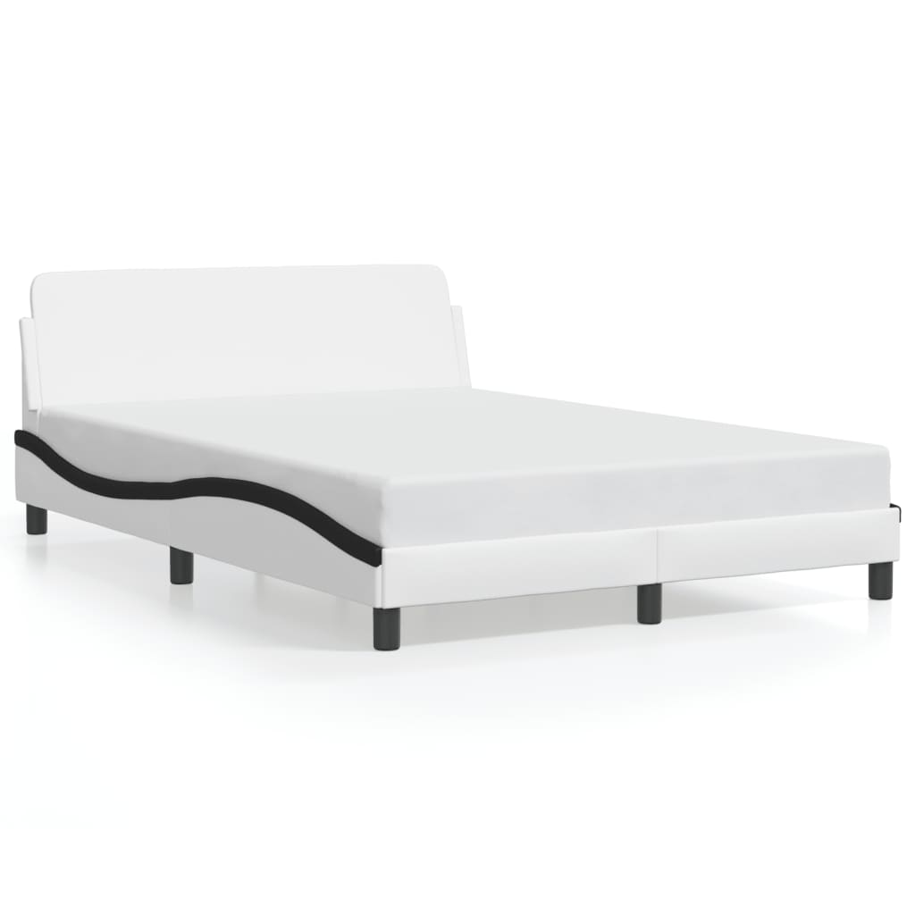 Cadre de lit sans matelas blanc et noir 120x200 cm similicuir - XIOS