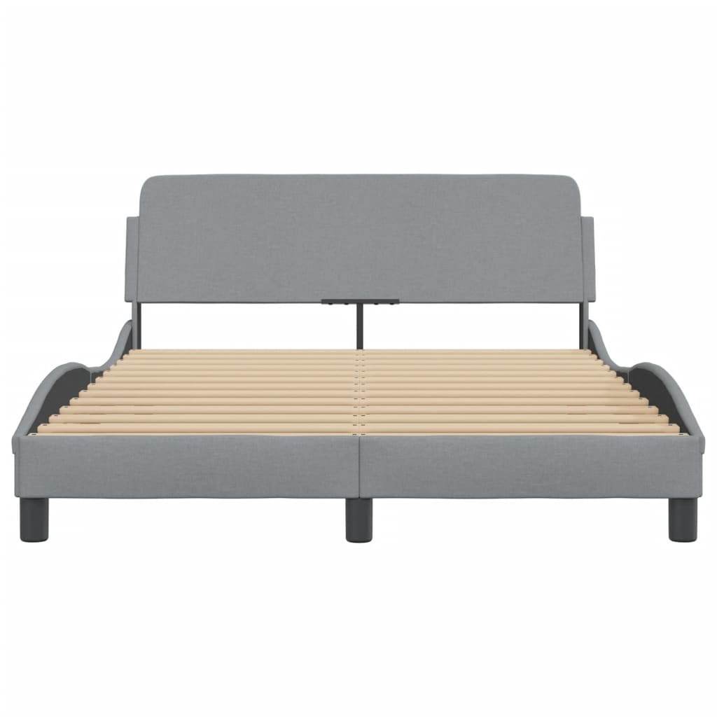 Cadre de lit sans matelas gris clair 140x190 cm tissu - XIOS