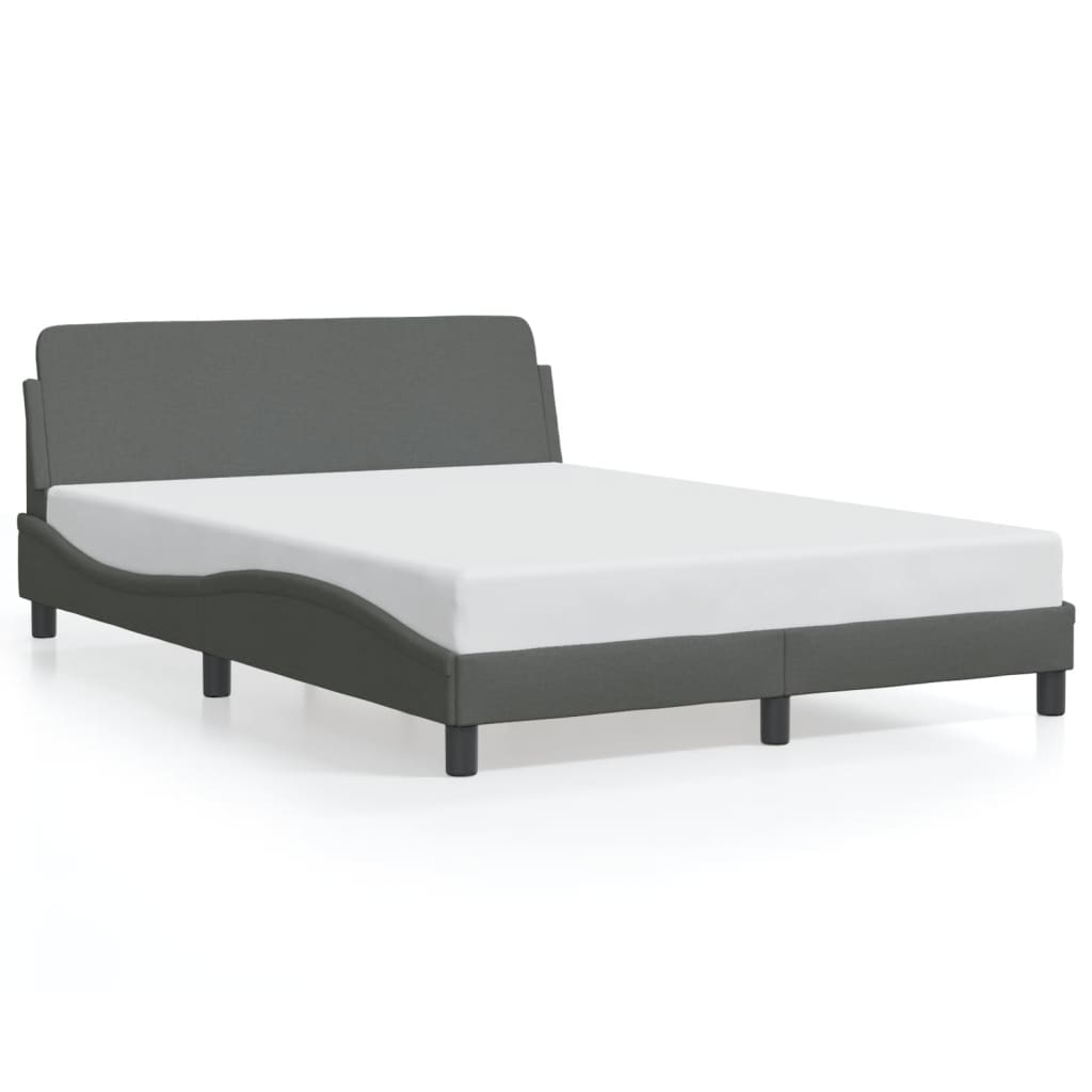 Cadre de lit sans matelas gris foncé 140x190 cm tissu - XIOS