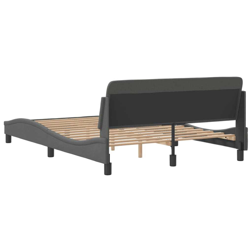 Cadre de lit sans matelas gris foncé 140x190 cm tissu - XIOS