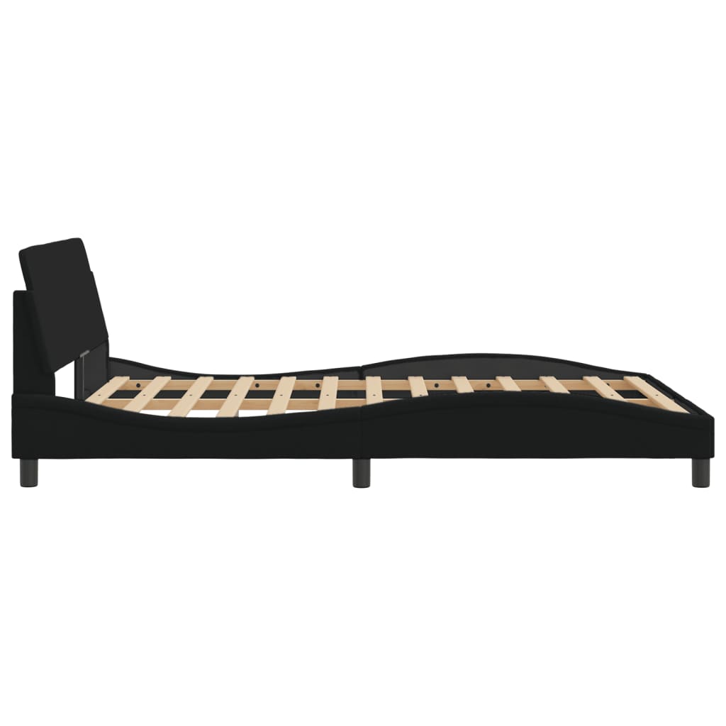 Cadre de lit sans matelas noir 140x190 cm tissu - XIOS