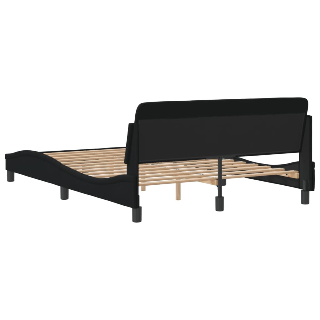 Cadre de lit sans matelas noir 140x190 cm tissu - XIOS